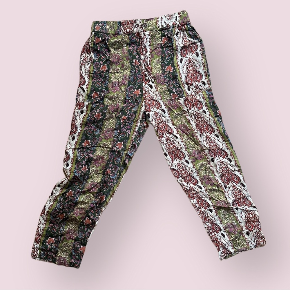 Zara Colorful Satin Drawstring Pants (Size Small)
